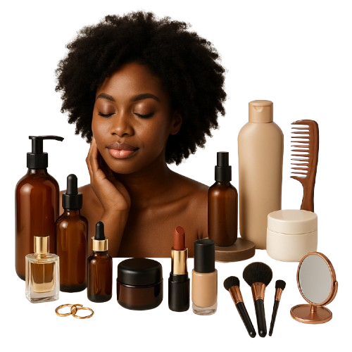 Health and beauty model with makeup brush